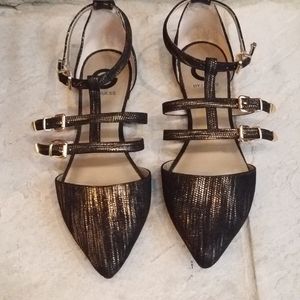 G by Guess Metallic Black Strappy Sandals